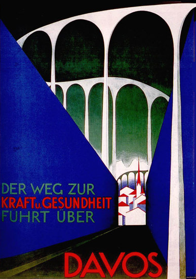 Davos Switzerland Kraft Und Gesundheit 1930 | Vintage Travel Posters 1891-1970