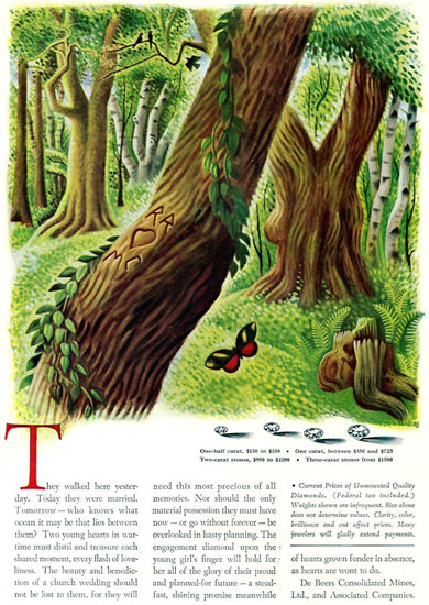 De Beers Diamonds Forest 1942 | Vintage Ad and Cover Art 1891-1970