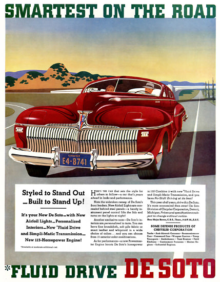 DeSoto Smartest Fluid Drive Red 1942 | Vintage Cars 1891-1970