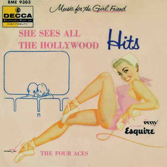 Decca LP Cover All The Hollywood Hits George Petty 1957 Sex Appeal | Sex Appeal Vintage Ads and Covers 1891-1970