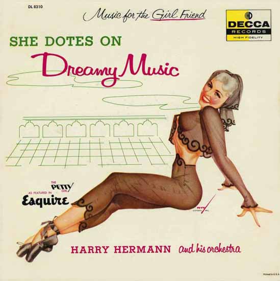 Decca LP Cover She dotes Dreamy Music George Petty 1956 Sex Appeal | Sex Appeal Vintage Ads and Covers 1891-1970