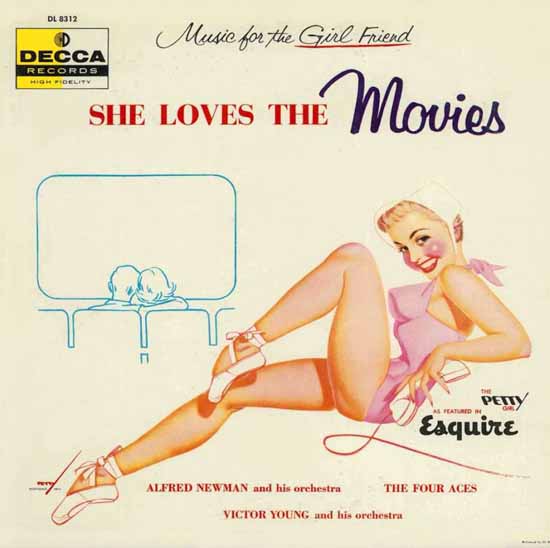 Decca LP Cover She loves the Movies George Petty 1956 Sex Appeal | Sex Appeal Vintage Ads and Covers 1891-1970