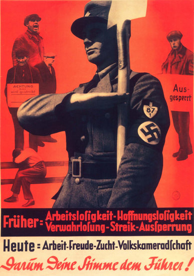 Deine Stimme dem Fuehrer Vote For Adolf Hitler | Vintage War Propaganda Posters 1891-1970