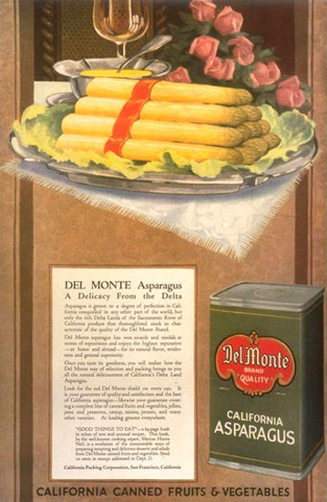 Del Monte California Asparagus | Vintage Ad and Cover Art 1891-1970