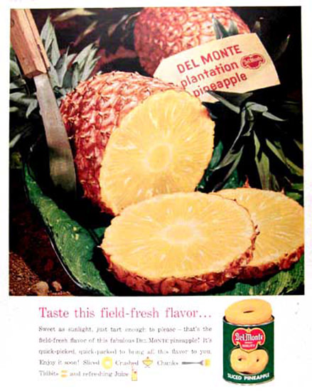 Del Monte Pineapple 1960 Field-Fresh Flavor | Vintage Ad and Cover Art 1891-1970