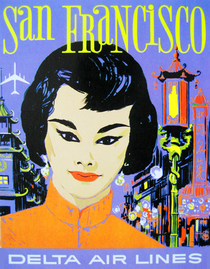 Delta Air Lines San Francisco China Town 1960s | Vintage Travel Posters 1891-1970