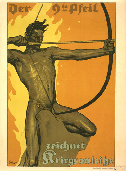 Der 9te Pfeil Zeichnet Kriegsanleihe | Vintage War Propaganda Posters 1891-1970