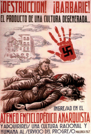 Destrucction Barbarie Spain Espana | Vintage War Propaganda Posters 1891-1970