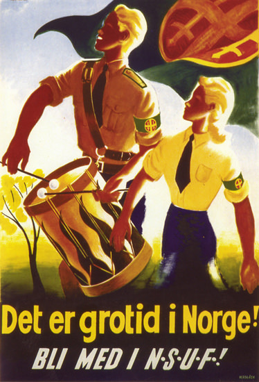 Det Er Grotid I Norge Bli Med INSUF | Vintage War Propaganda Posters 1891-1970