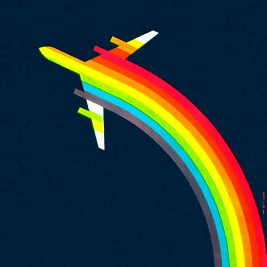 Detail Of Air Canada Rainbow Airplane | Best of Vintage Ad Art 1891-1970