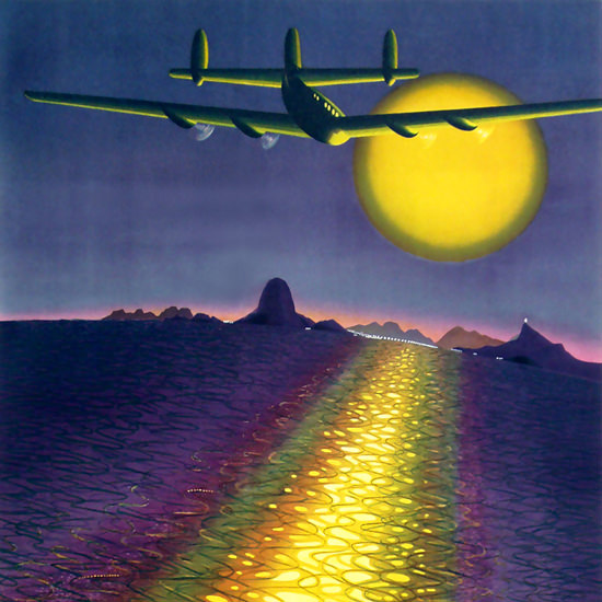 Detail Of Air France Amerique Du Sud Airplane Sunset 1948 | Best of Vintage Ad Art 1891-1970