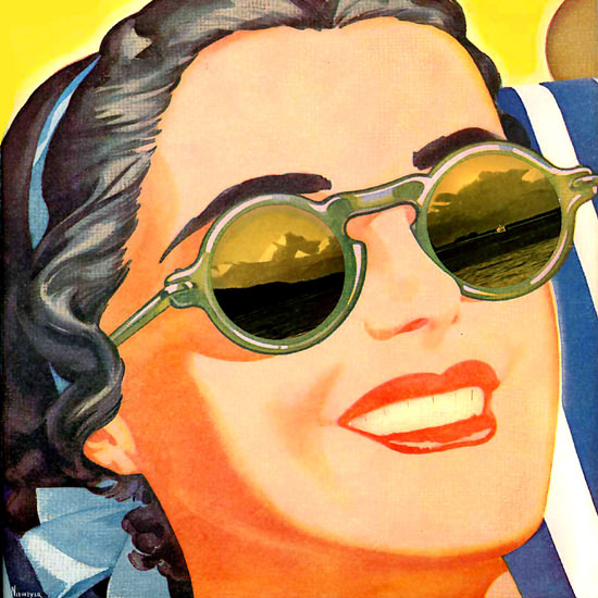 Detail Of Alaska Steamship Company Interlude Girl 1938 by Arthur F Niemeyer | Best of 1930s Ad and Cover Art