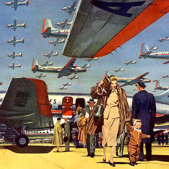 Detail Of American Airlines 1951 DC-6B Sets Pace Flagship | Best of Vintage Ad Art 1891-1970