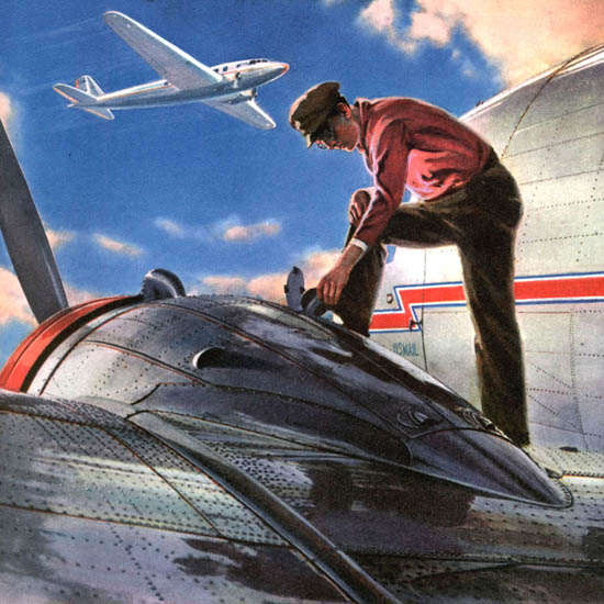 Detail Of American Airlines Behind The Scenes In Aviation | Best of Vintage Ad Art 1891-1970