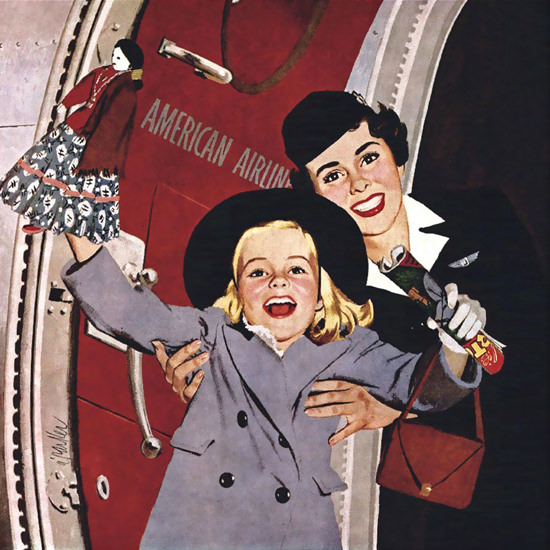 Detail Of American Airlines More Children Than The Stork | Best of Vintage Ad Art 1891-1970