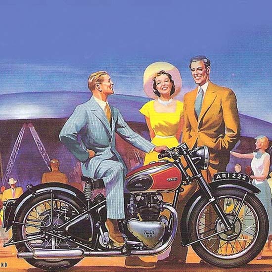 Detail Of Ariel Motorcycles Twin Leaders Of Design 1951 | Best of 1950s Ad and Cover Art