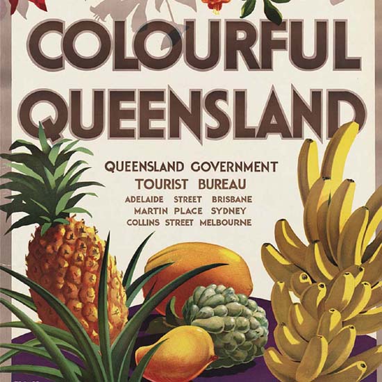 Detail Of Australia Colourful Queensland Fruits 1950s | Best of Vintage Ad Art 1891-1970