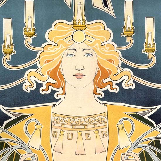 Detail Of Bec Auer Belgium 1896 Illumination Art Nouveau | Best of Vintage Ad Art 1891-1970