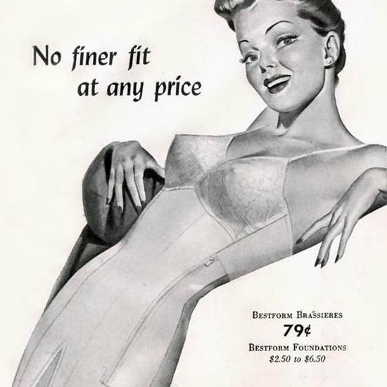 Detail Of Bestform Girdless Bras Lingerie No Finer Fit 1942 | Best of Vintage Ad Art 1891-1970