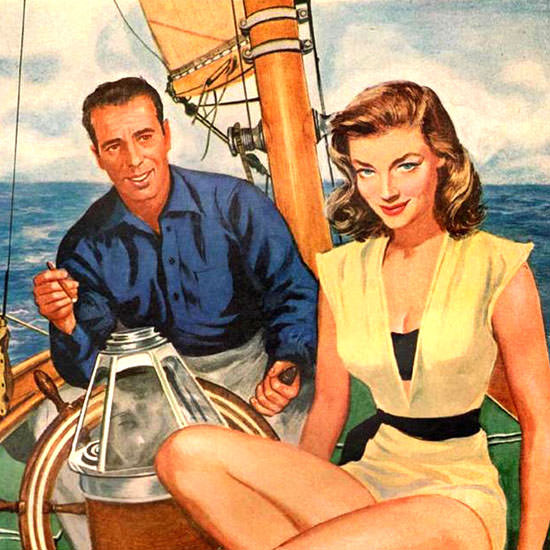 Detail Of Burns Cigarillos Humphrey Bogart Lauren Bacall 1951 | Best of Vintage Ad Art 1891-1970