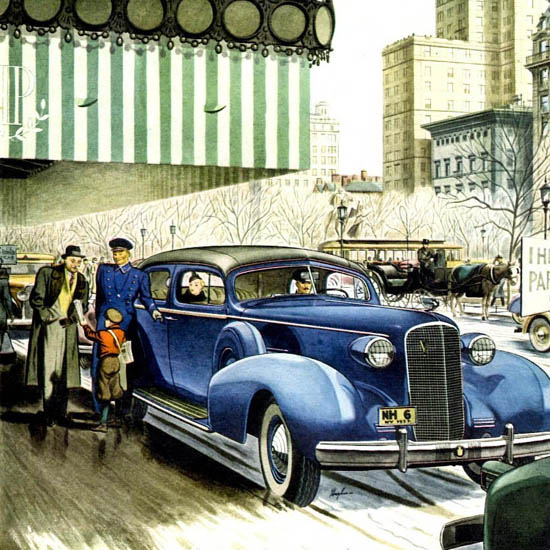 Detail Of Cadillac Fleetwood Series 75 Formal Sedan 1937 | Best of 1930s Ad and Cover Art