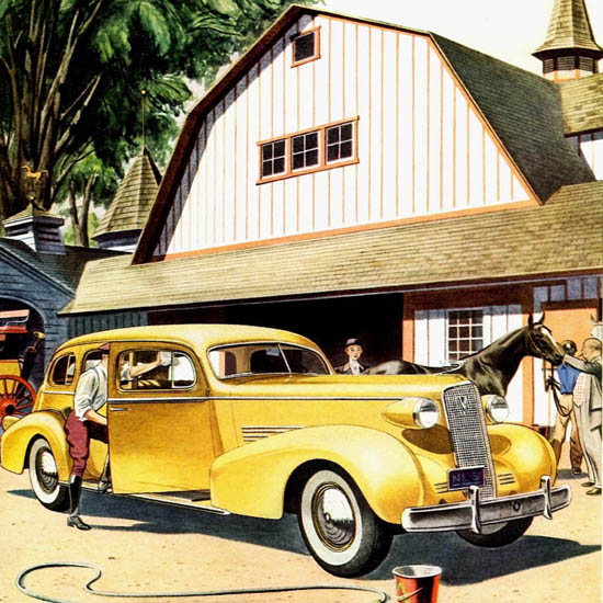 Detail Of Cadillac Fleetwood Touring Sedan 1937 | Best of Vintage Ad Art 1891-1970