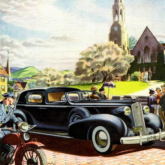 Detail Of Cadillac Fleetwood V12 Series 85 Cabriolet 1937 | Best of Vintage Ad Art 1891-1970