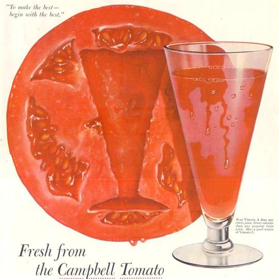 Detail Of Campbells Tomato Juice 1955 | Best of Vintage Ad Art 1891-1970