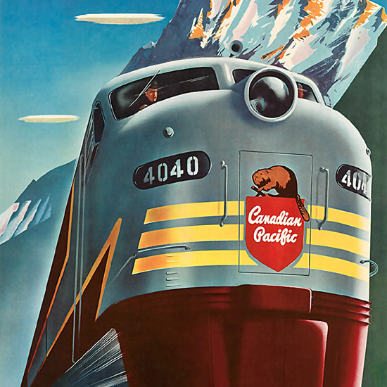 Detail Of Canadian Pacific 4040 Beaver 1952 Rockies | Best of Vintage Ad Art 1891-1970