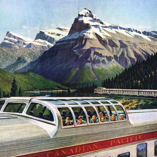 Detail Of Canadian Pacific Canada Scenic Dome Train 1950 | Best of 1950s Ad and Cover Art