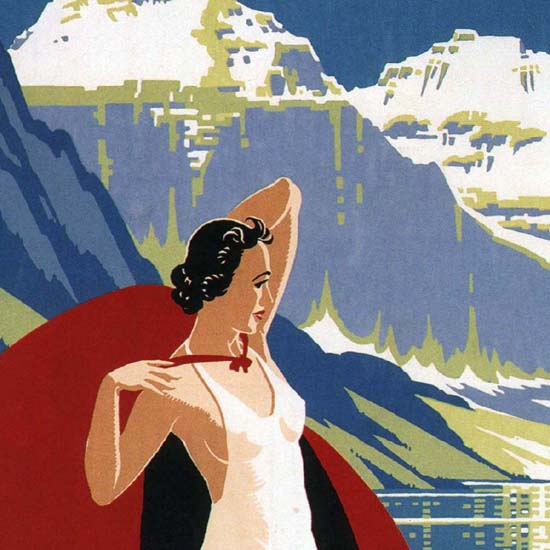 Detail Of Canadian Pacific Chateau Lake Louise Rockies | Best of Vintage Ad Art 1891-1970