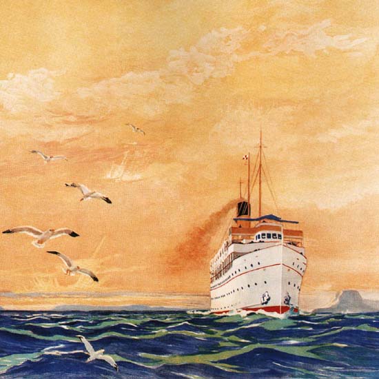 Detail Of Canadian Pacific Great Lakes Steamship Inland | Best of Vintage Ad Art 1891-1970