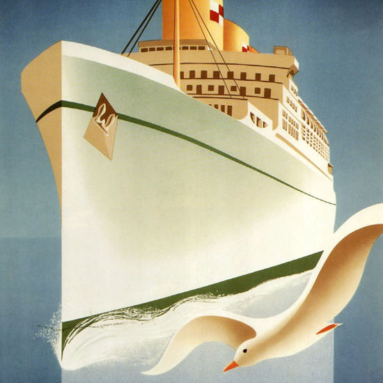 Detail Of Canadian Pacific Sail White Empress Europe 1950 | Best of Vintage Ad Art 1891-1970