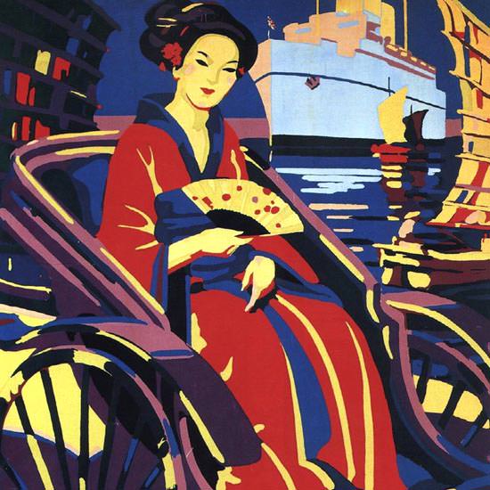 Detail Of Canadian Pacific To The Orient Via Honolulu 1933 | Best of Vintage Ad Art 1891-1970