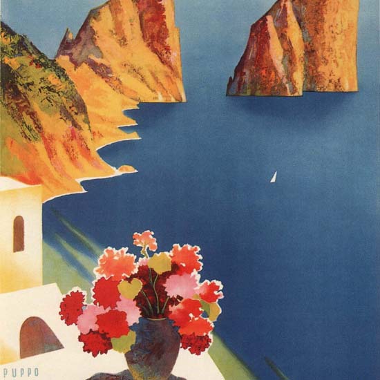 Detail Of Capri L Isola Del Sole Island Of The Sun Italia | Best of Vintage Ad Art 1891-1970