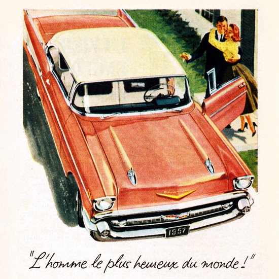 Detail Of Chevrolet Bel Air Sport 1957 Le Plus Heureux | Best of Vintage Ad Art 1891-1970