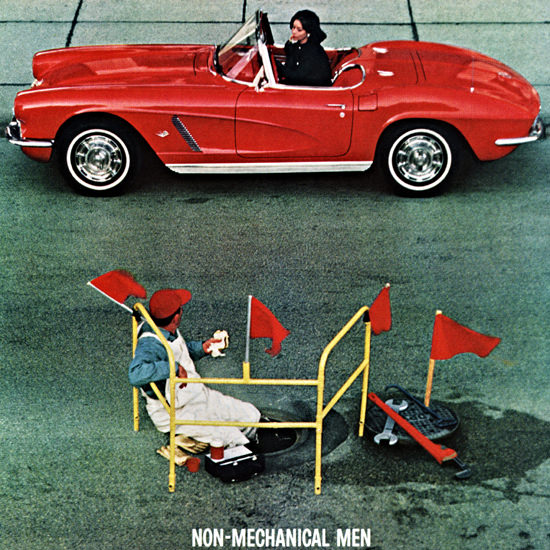 Detail Of Chevrolet Corvette 1962 Non Mechanical Men | Best of Vintage Ad Art 1891-1970