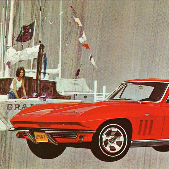 Detail Of Chevrolet Corvette Sting Ray Coupe 1966 | Best of 1960s Ad and Cover Art