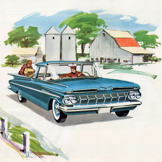 Detail Of Chevrolet El Camino Sedan Pick Up 1959 | Best of Vintage Ad Art 1891-1970