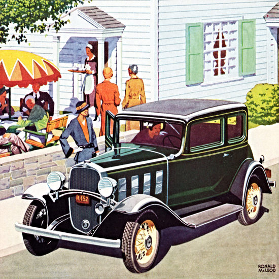 Detail Of Chevrolet Five P Coupe 1932 Green | Best of Vintage Ad Art 1891-1970