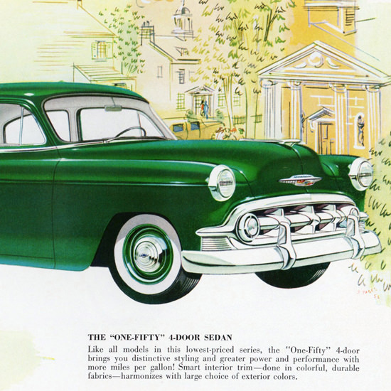 Detail Of Chevrolet One Fifty Series Sedan 1953 | Best of Vintage Ad Art 1891-1970