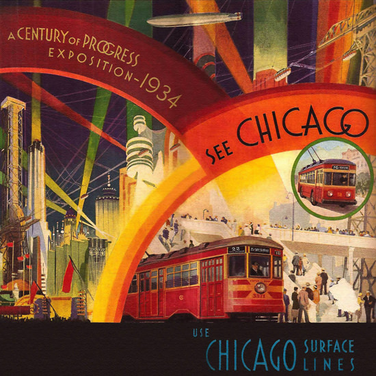 Detail Of Chicago Exposition 1934 A Century Of Progress | Best of 1930s Ad and Cover Art