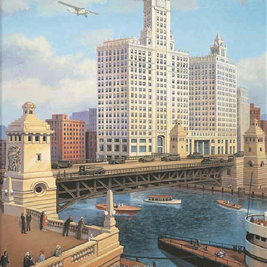 Detail Of Chicago Gray Goose Airlines Flights | Best of Vintage Ad Art 1891-1970