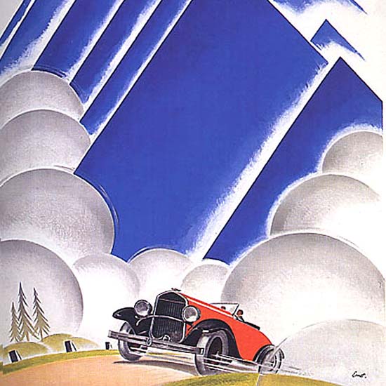 Detail Of Chrysler AMAG Zurich Switzerland Mountains | Best of Vintage Ad Art 1891-1970