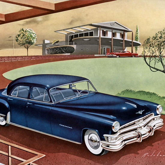 Detail Of Chrysler Imperial Six Passenger Sedan Blue 1951 | Best of Vintage Ad Art 1891-1970