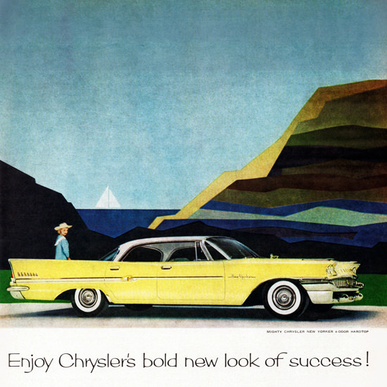 Detail Of Chrysler New Yorker 1958 Look Of Bold Success | Best of Vintage Ad Art 1891-1970