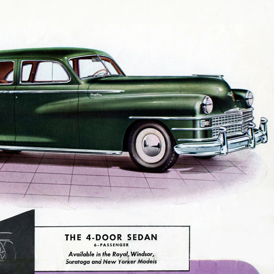 Detail Of Chrysler Sedan 1946 Royal Windsor Saragota NY | Best of Vintage Ad Art 1891-1970