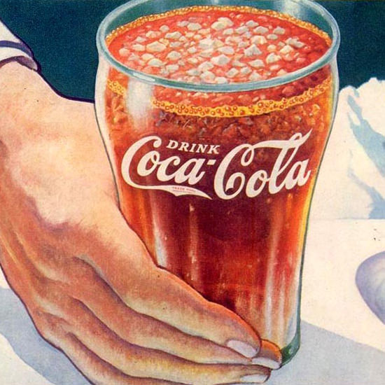 Detail Of Coca-Cola At The Soda Fountain 1937 | Best of Vintage Ad Art 1891-1970