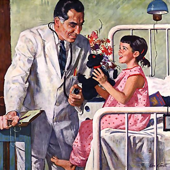 Detail Of Coca-Cola Girl In Hospital Coke | Best of Vintage Ad Art 1891-1970