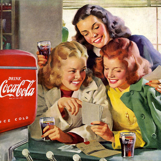 Detail Of Coca-Cola Girls Everybodys Club Coke 1948 | Best of Vintage Ad Art 1891-1970